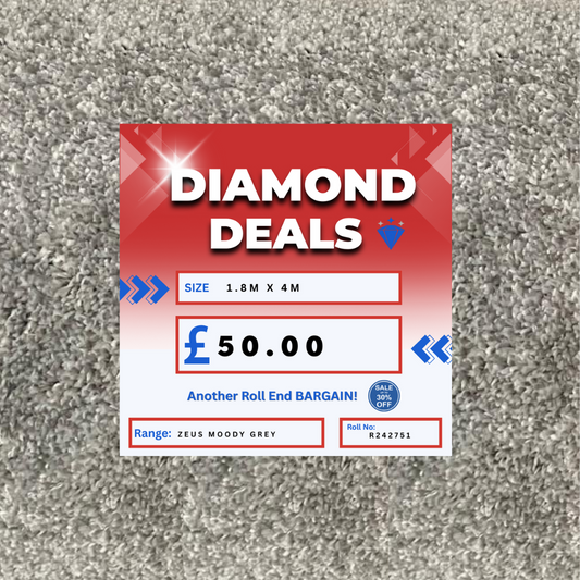 Zeus Moody Grey 1.8m x 4m Roll End Carpet