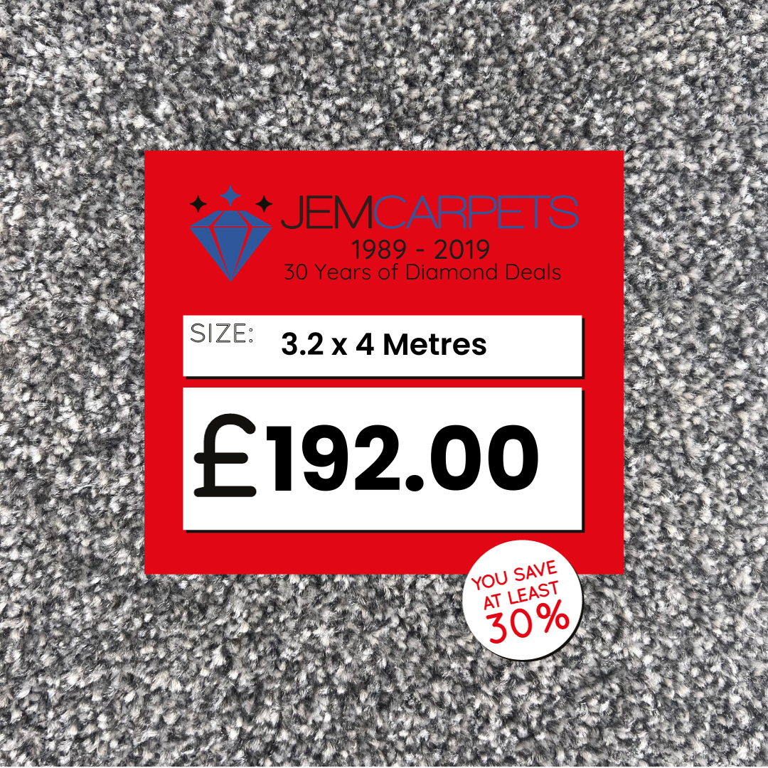 Luxury Sky Grey 3.2 x 4 m Roll End Carpet