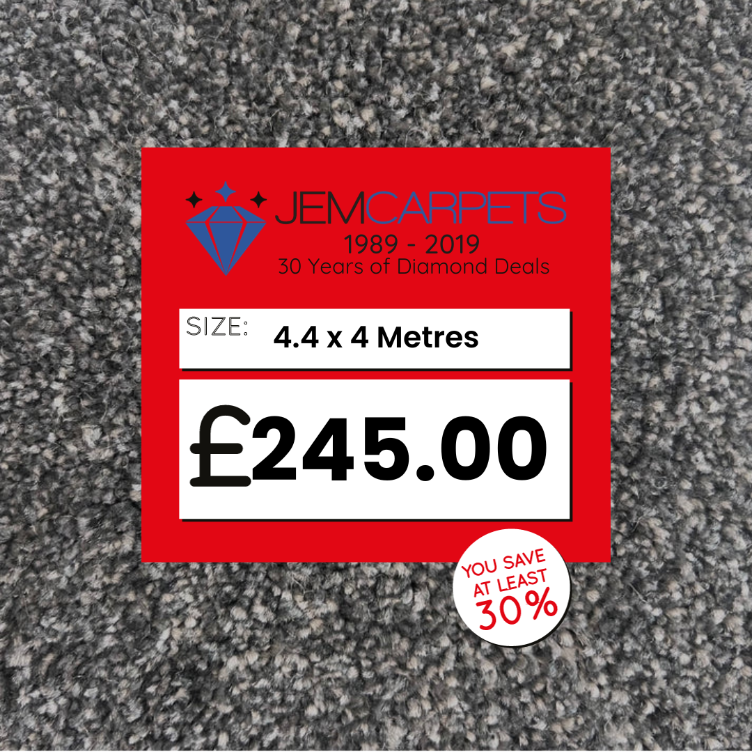 Luxury Dark Grey 4.4 x 4 m Roll End Carpet